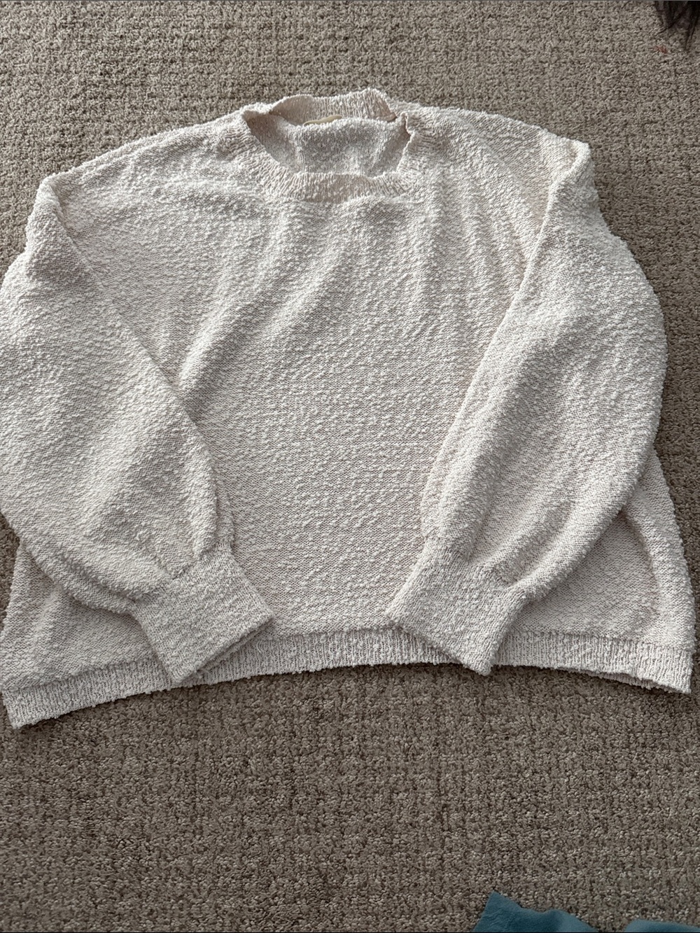 Altar'd State Cream Bouclé Crewneck Sweater